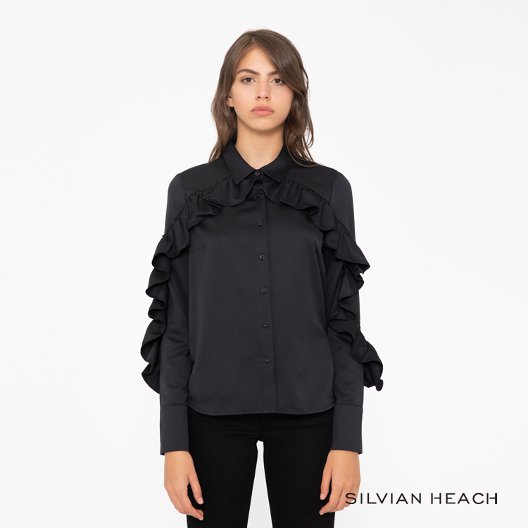 【SILVIAN HEACH】荷葉袖飾長袖襯衫