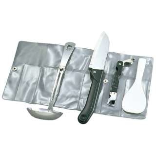 日本CAPTAIN STAG 鹿牌 露營大師 蛋捲收納式廚具組 飯勺.菜刀.湯匙.開罐器 M-8460