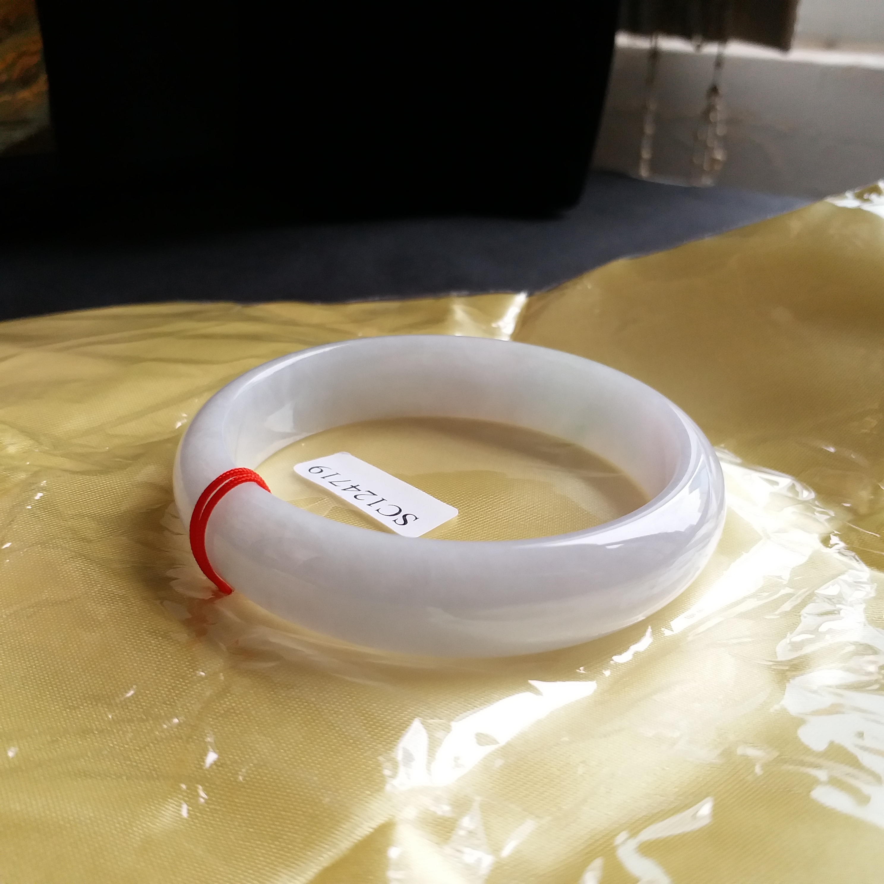 老坑冰白帶淡粉紫玉鐲 57.55mm, 天然翡翠A玉, 緬甸玉, Jade, Jadeite