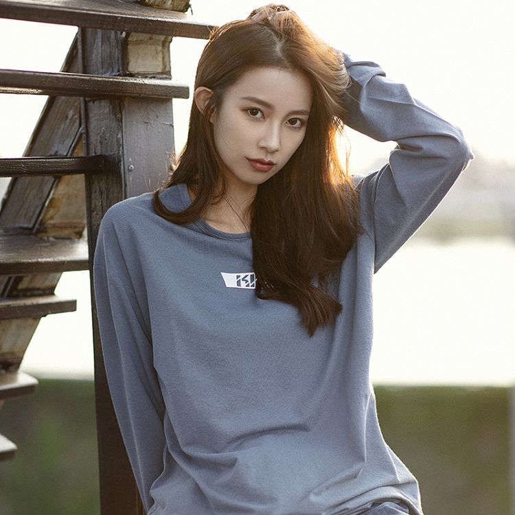 KID ® 方塊斜體LOGO長T 藍