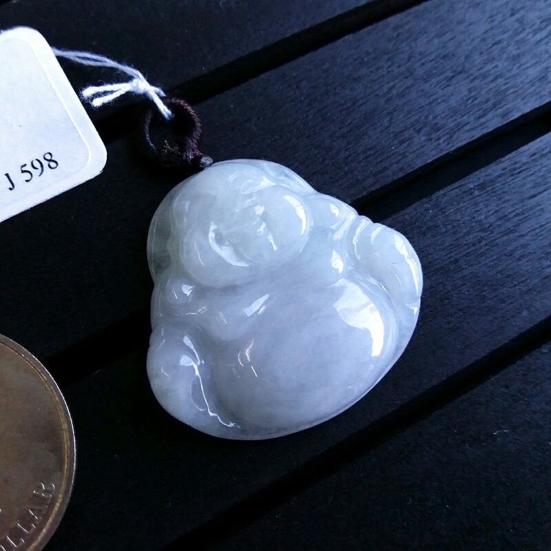 冰糯淺綠笑彿, 天然翡翠A玉, 緬甸玉, Jade, Jadeite