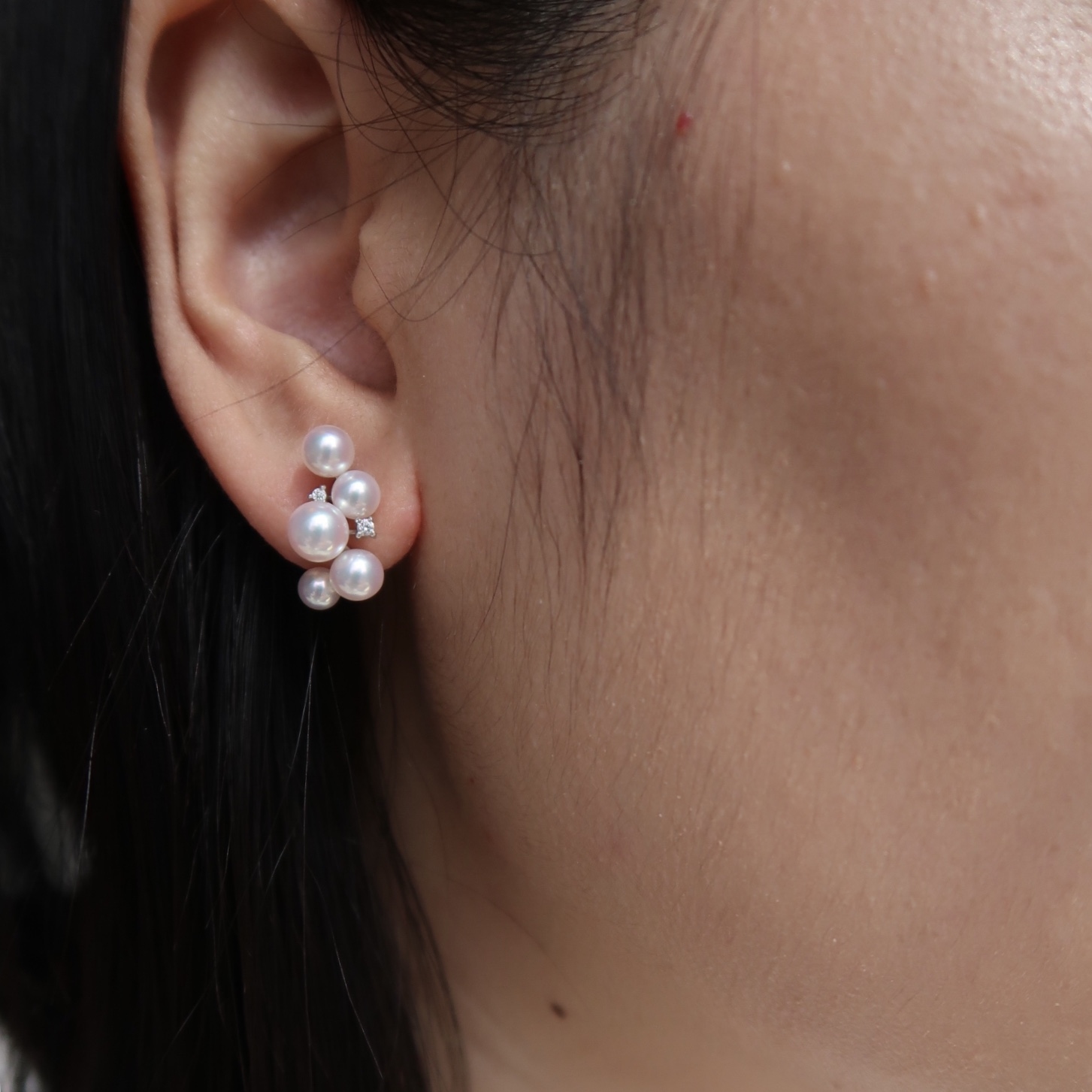 彩凜珠設計系列 - 18K金日本Akoya珍珠鑽石耳環