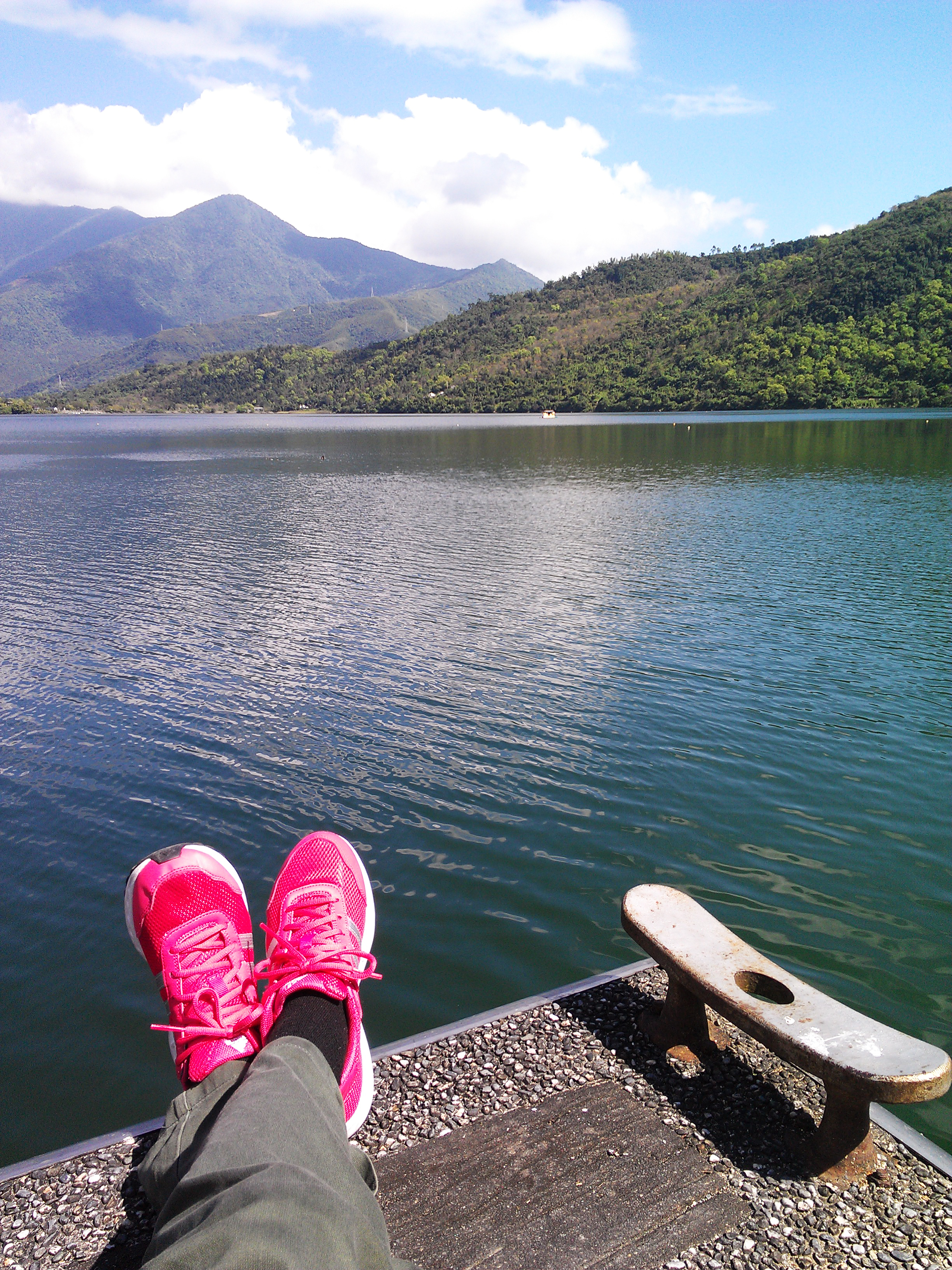 悠閒地在岸邊曬著太陽