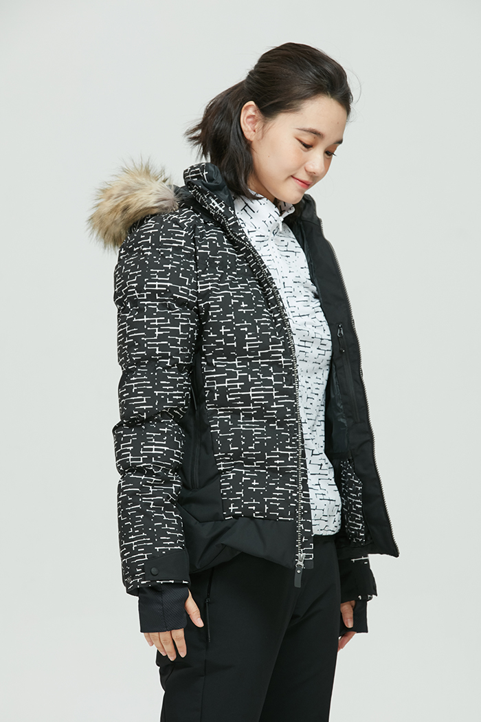 【EIDER】女專業防水保暖毛帽外套 / 8EIV4434ES-[黑白格]