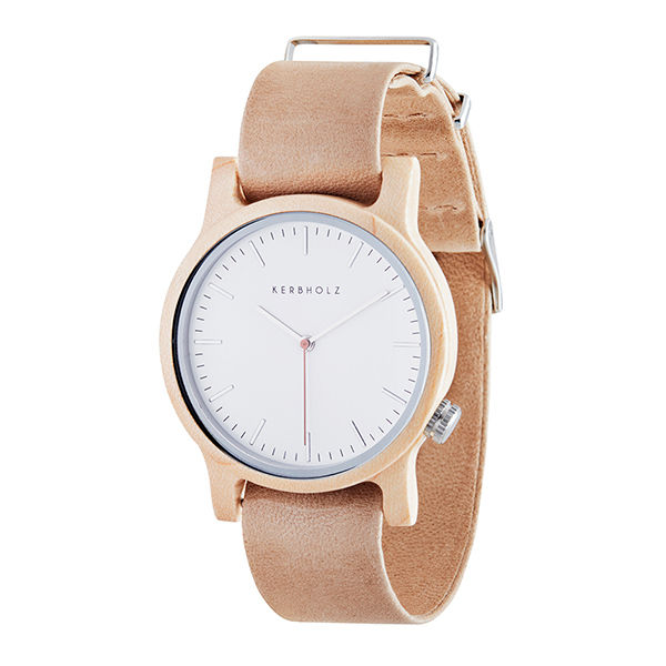 原木手錶 Wilma - 楓木-裸膚/真皮錶帶/35mm (中性款)