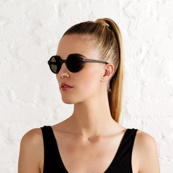 原木太陽眼鏡 Cornelius - 黑木 / 純綠色鏡片