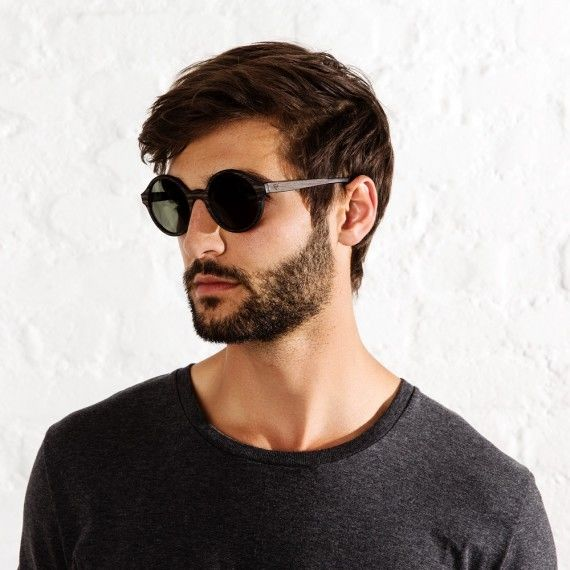 原木太陽眼鏡 Cornelius - 黑木 / 純綠色鏡片