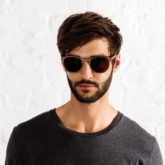 原木太陽眼鏡 Alfons - 斑馬木 / 純棕色鏡片