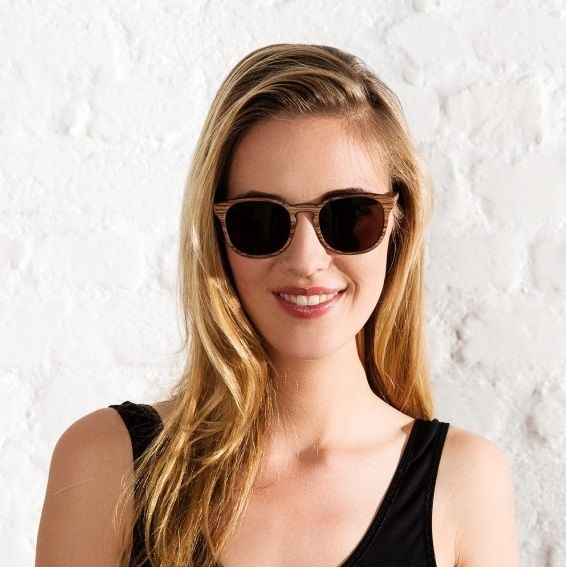 原木太陽眼鏡 Alfons - 斑馬木 / 純棕色鏡片