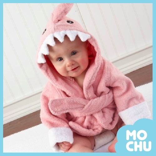 粉鯊魚洗香香寶寶浴袍