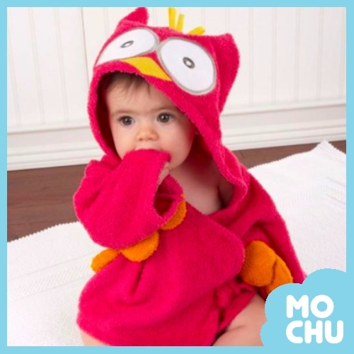 紅貓頭鷹洗香香寶寶浴袍