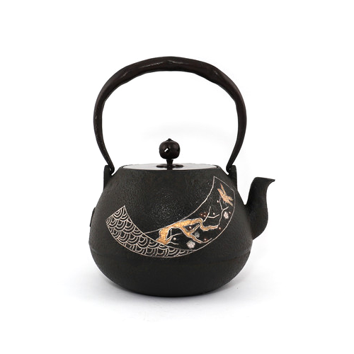 【平安松壽堂】撫肩短冊花鳥 京都鐵壺1.4L