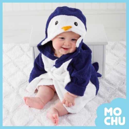 藍企鵝洗香香寶寶浴袍