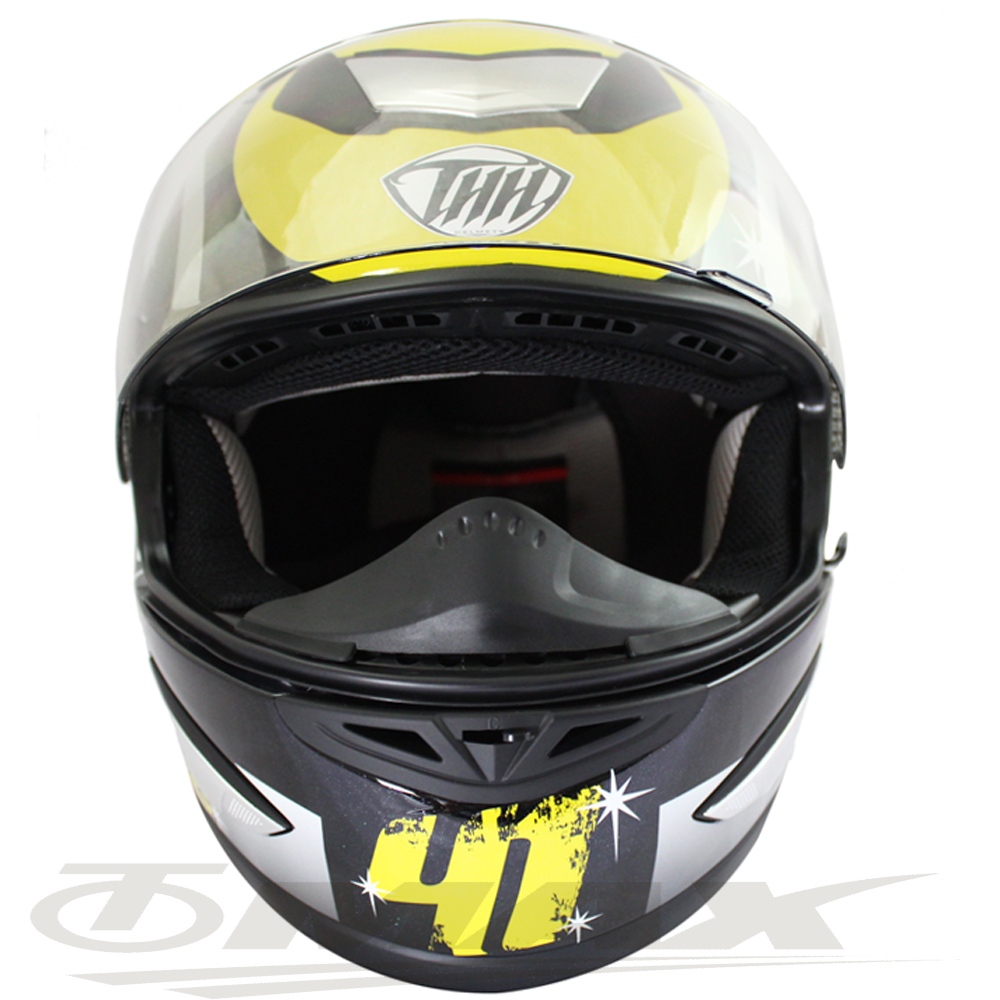 【破盤出清↘】THH冠軍之路可掀式全罩安全帽TS41A黑黃+新一代免洗安全帽內襯套6入 破盤下殺 OMAX歐妹思購物網
