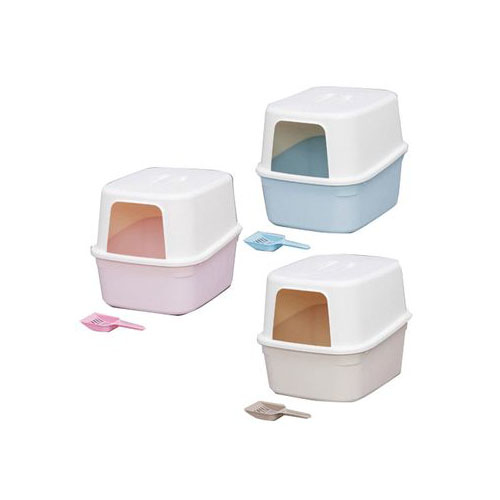 日本IRIS-方型屋貓便盆NE-480F(青/桃/茶)