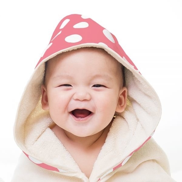 英國 NIZIO 小蘑菇天然棉紗浴巾-粉紅大點