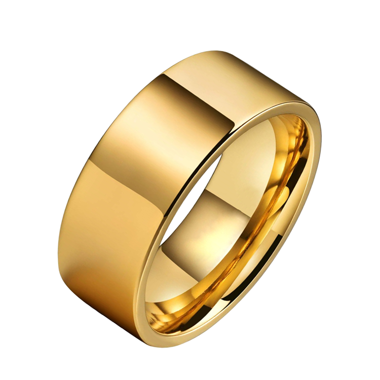 白鋼戒指，男士戒指 10mm寬戒金色素面；適合搭鍊子（7144金色）