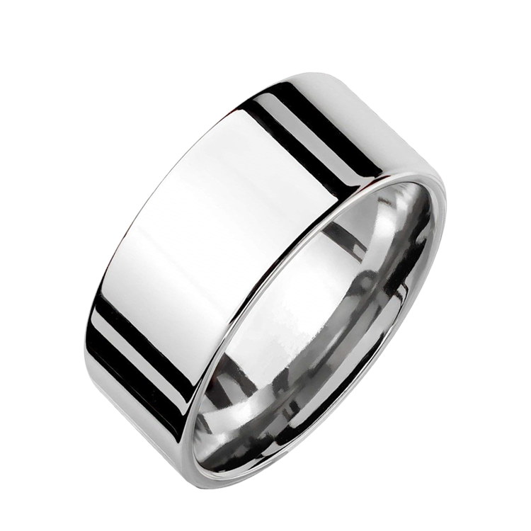 白鋼戒指，男士戒指 10mm寬戒銀色素面；適合搭鍊子（7144銀色）