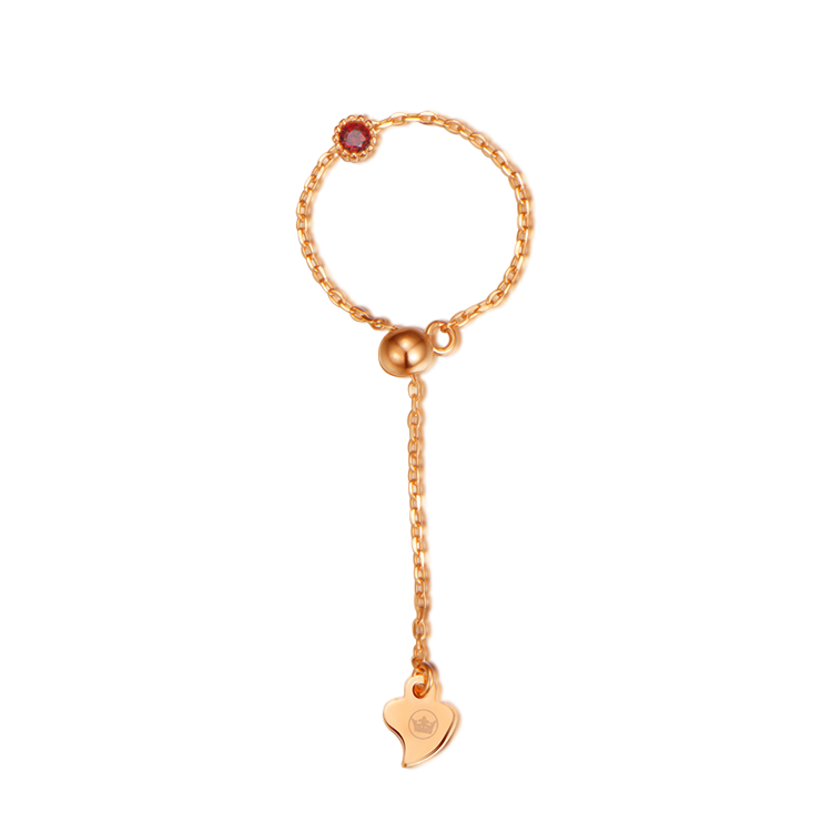 純銀戒指，女士戒指 精巧鑲紅鋯鏈；甜美璀璨的結合（9230玫瑰金）