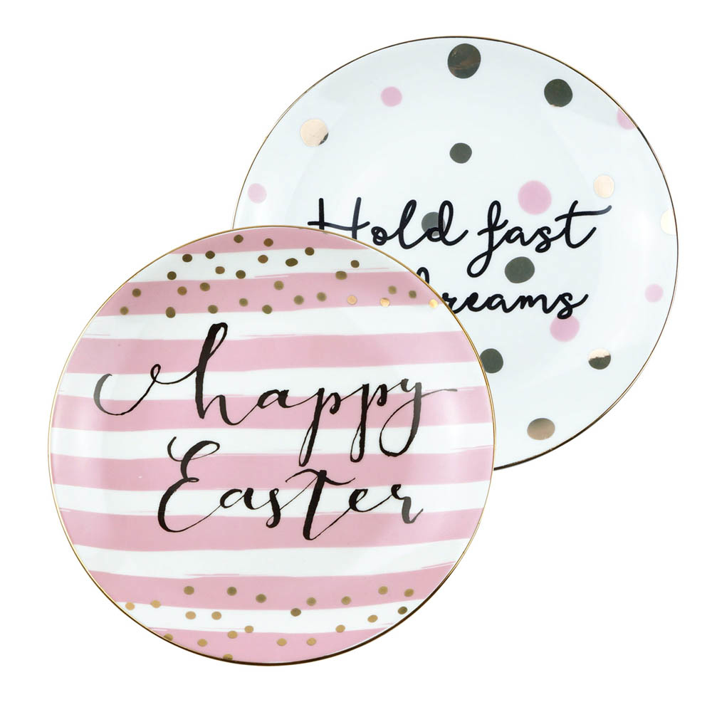 韓風點點金邊8吋陶瓷點心盤