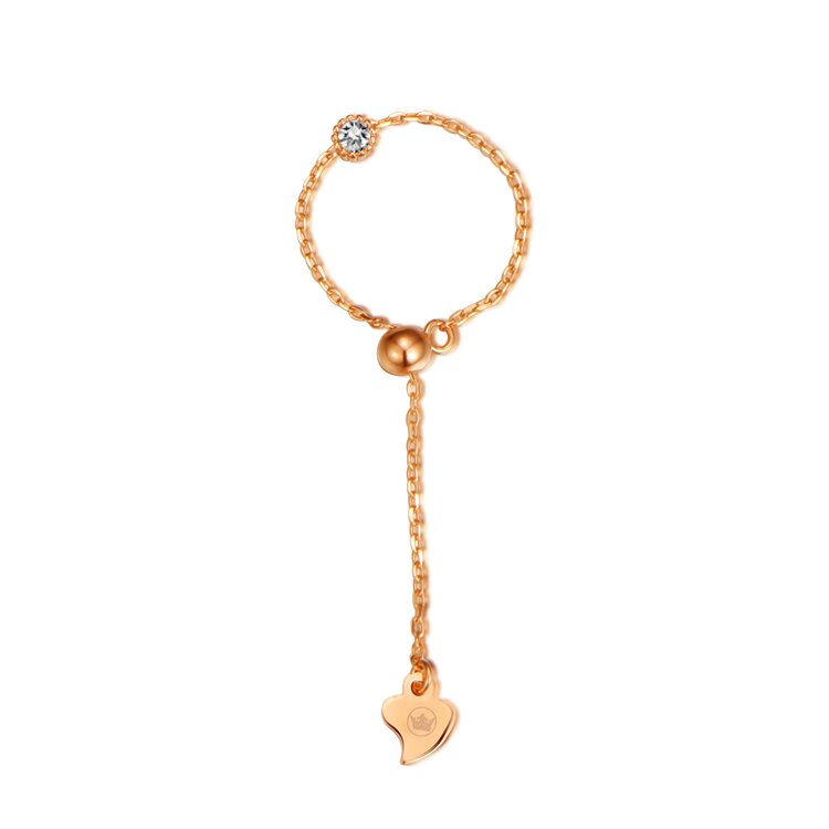 純銀戒指，女士戒指 精巧鑲白鋯鏈；純粹與璀璨的結合（9231玫瑰金）