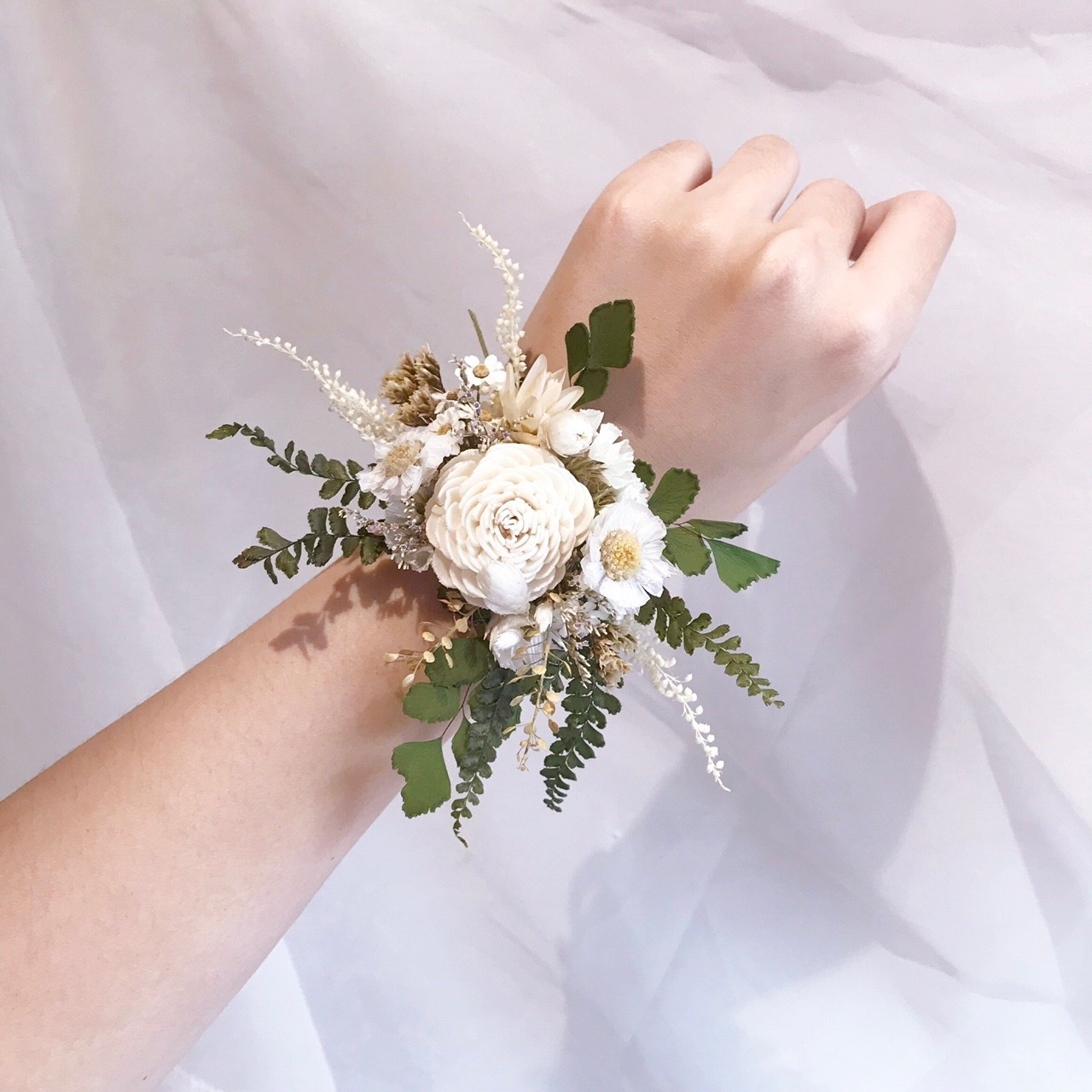 乾燥花手腕花-白色