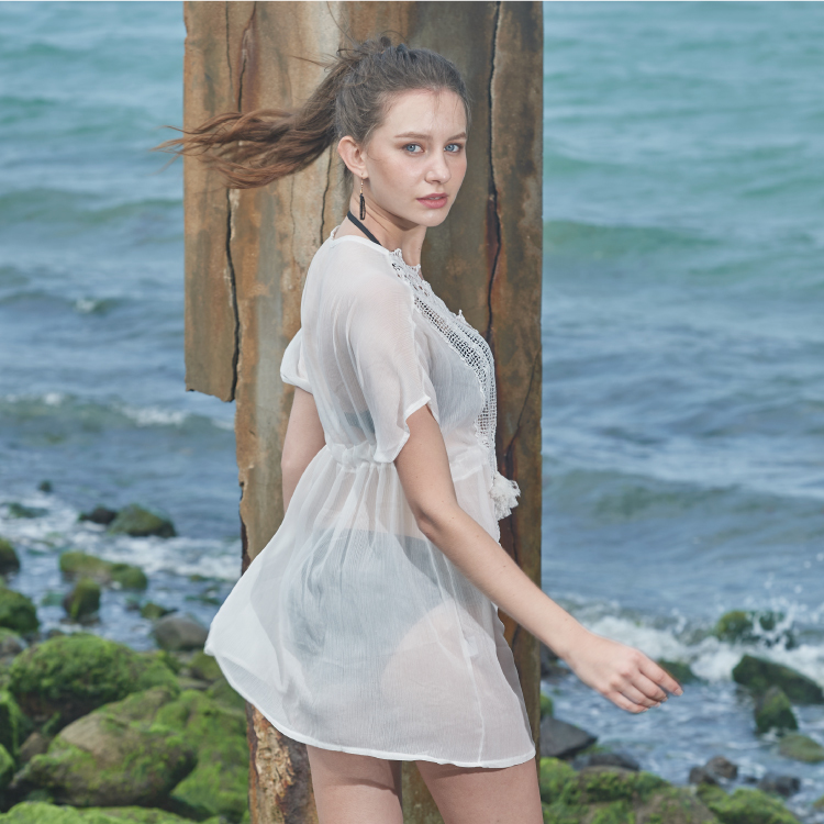 MAR-8303W 大女休閒罩衫 - 白色