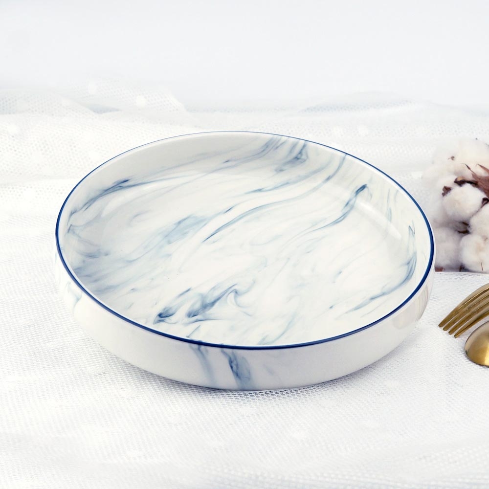 北歐渲染水墨大理石8吋深盤