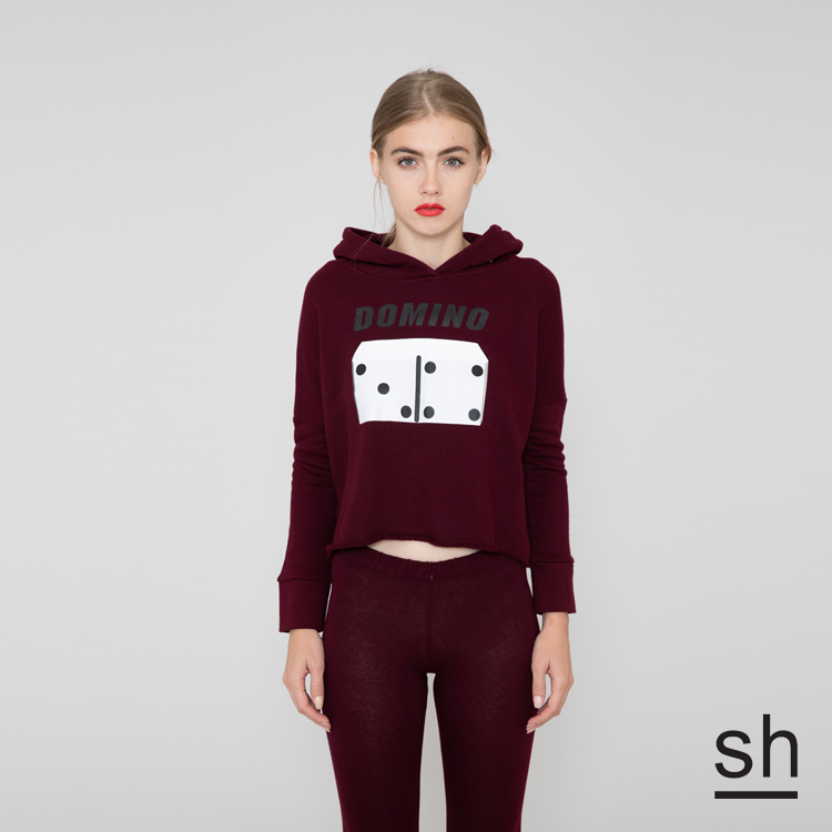 【SH】骨牌短版連帽長袖厚T