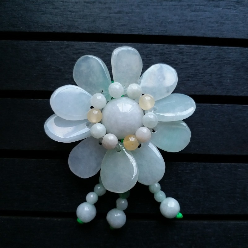 翡翠向日葵花吊墜, 天然翡翠A玉, 緬甸玉, Jade, Jadeite