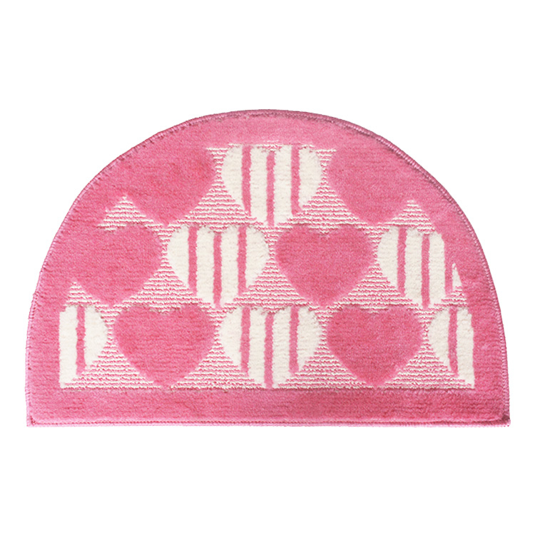 韓風愛心立體厚植絨加大半圓踏墊(45x68cm)-粉色