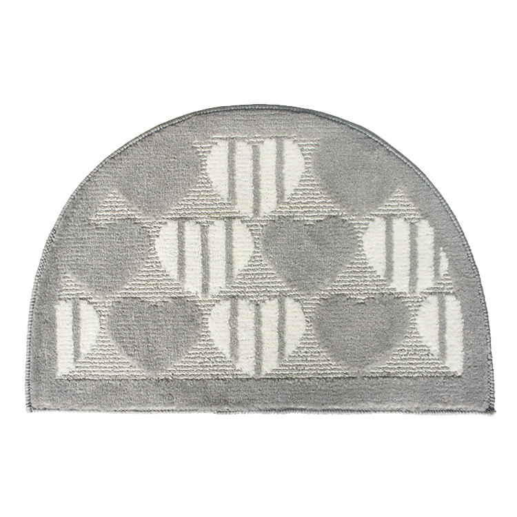 韓風愛心立體厚植絨加大半圓踏墊(45x68cm)-灰色