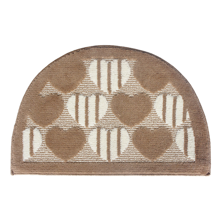 韓風愛心立體厚植絨加大半圓踏墊(45x68cm)-咖啡色