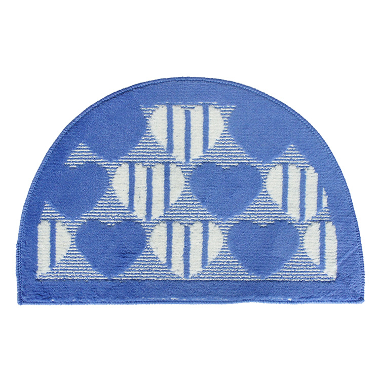 韓風愛心立體厚植絨加大半圓踏墊(45x68cm)-藍色