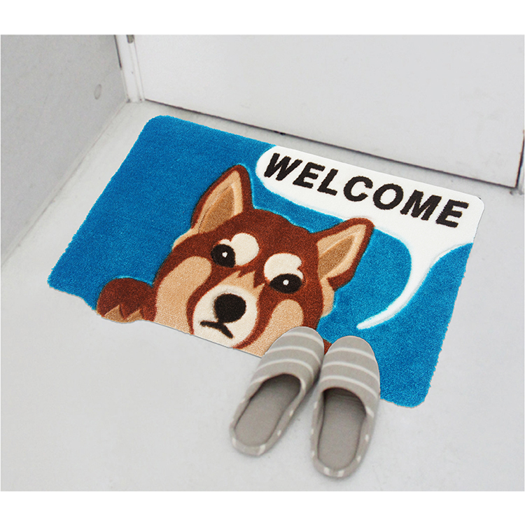 可愛狗 萌犬造型加大防滑厚踏墊(42x67cm)-藍色