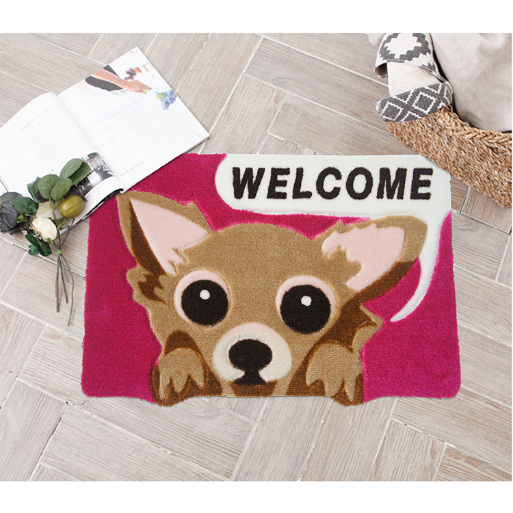 可愛狗 萌犬造型加大防滑厚踏墊(42x67cm)-桃紅色