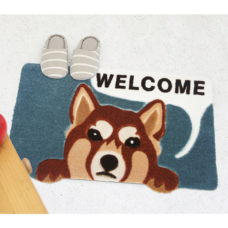 可愛狗 萌犬造型加大防滑厚踏墊(42x67cm)-灰色