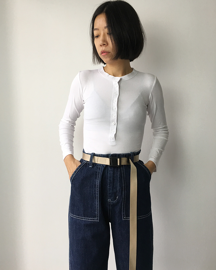 MFT-1007 小鈕釦棉質薄透素T