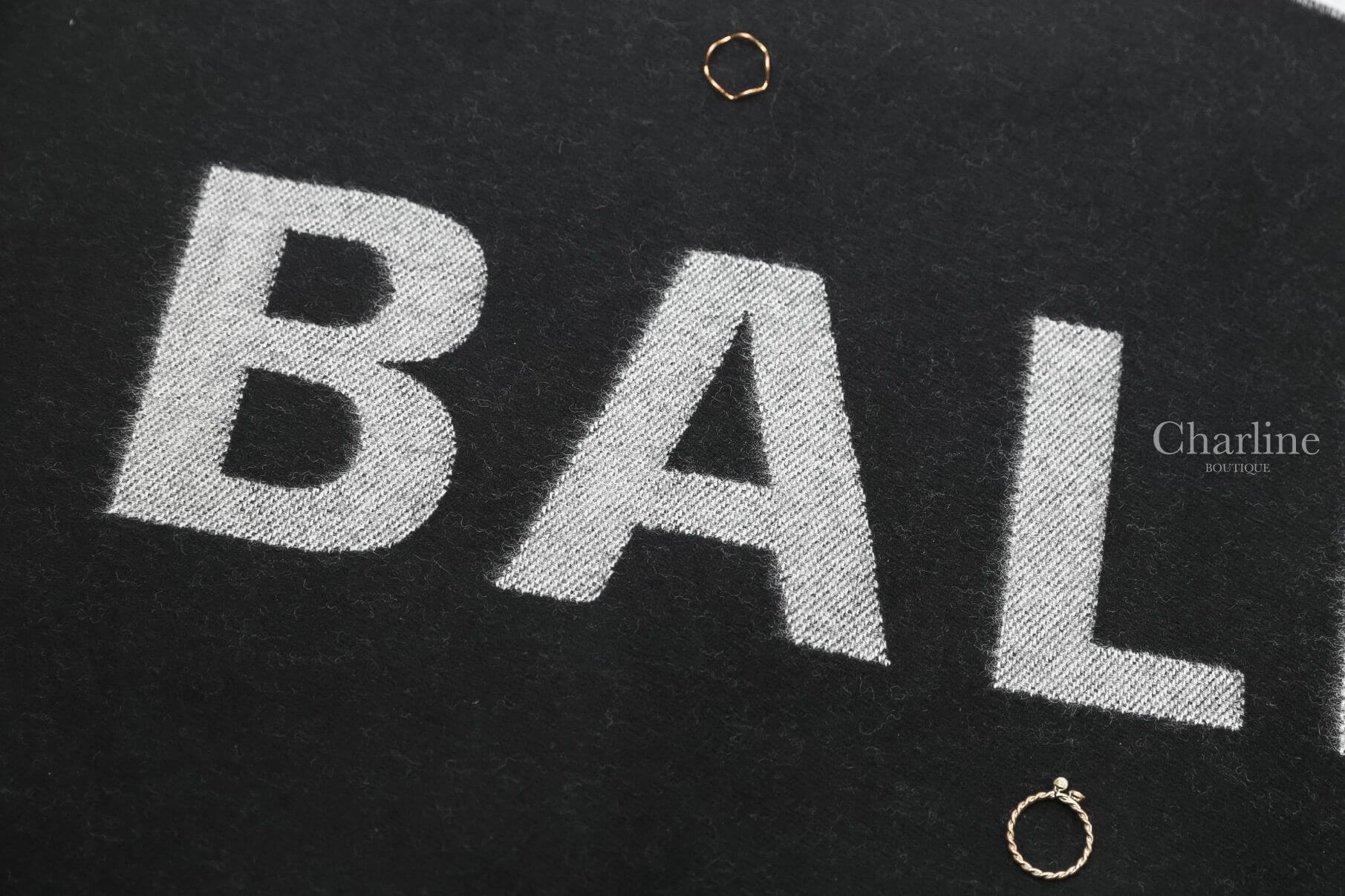 Balenciaga Jacquard Logo Scarf 黑灰色雙面 Logo圍巾