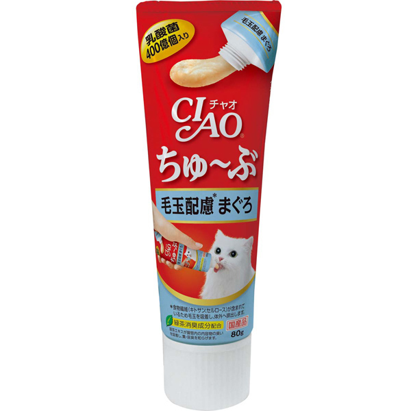 [任選$50/2支]日本CIAO - 唧唧化毛吞拿魚醬80G