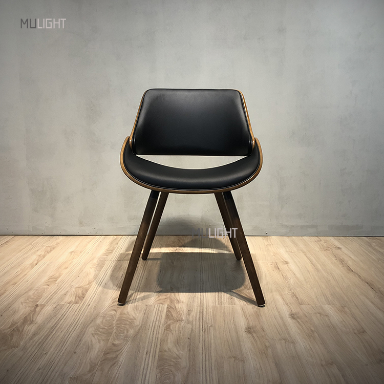 北歐經典曲面皮革餐椅