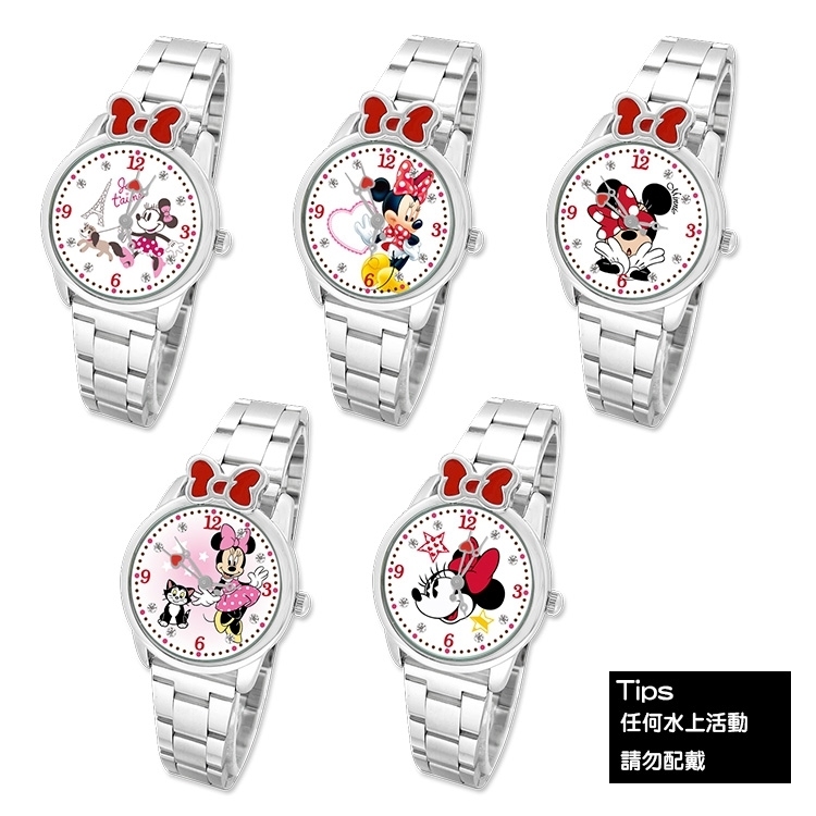 【迪士尼】巴黎米妮蝴蝶結造型鋼帶錶