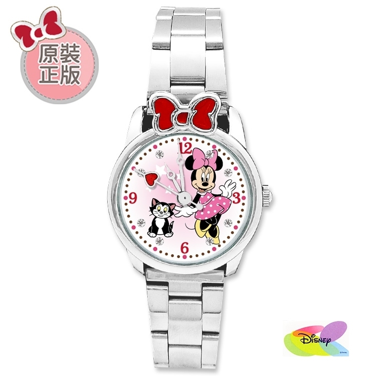 【迪士尼】俏麗米妮蝴蝶結造型鋼帶錶
