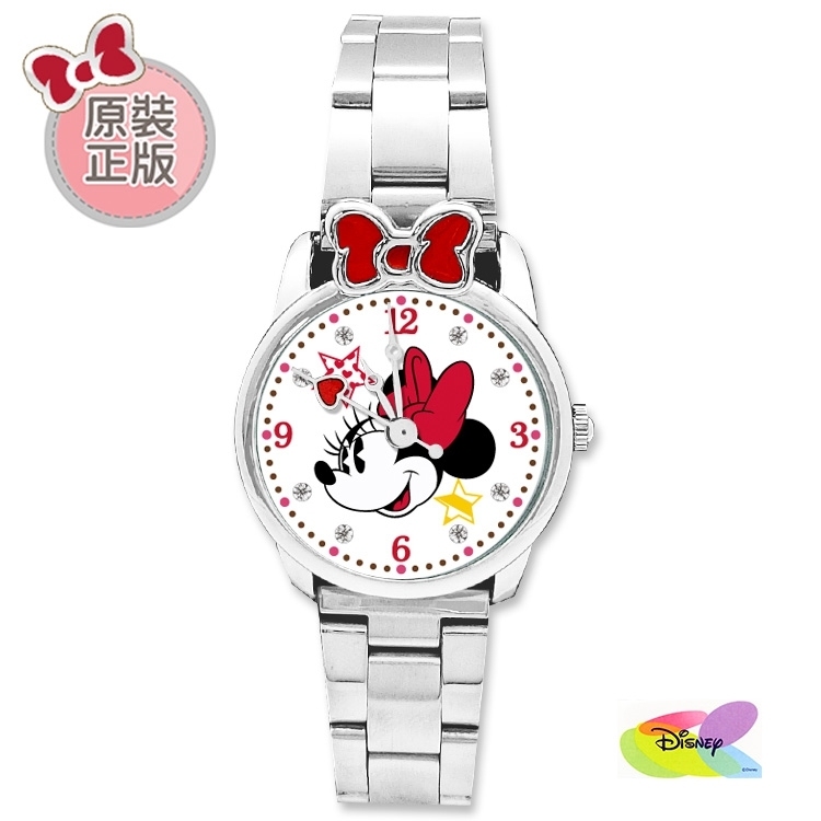 【迪士尼】復古米妮蝴蝶結造型鋼帶錶