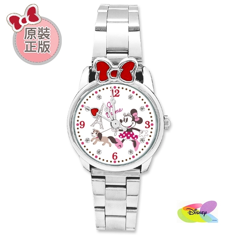 【迪士尼】巴黎米妮蝴蝶結造型鋼帶錶