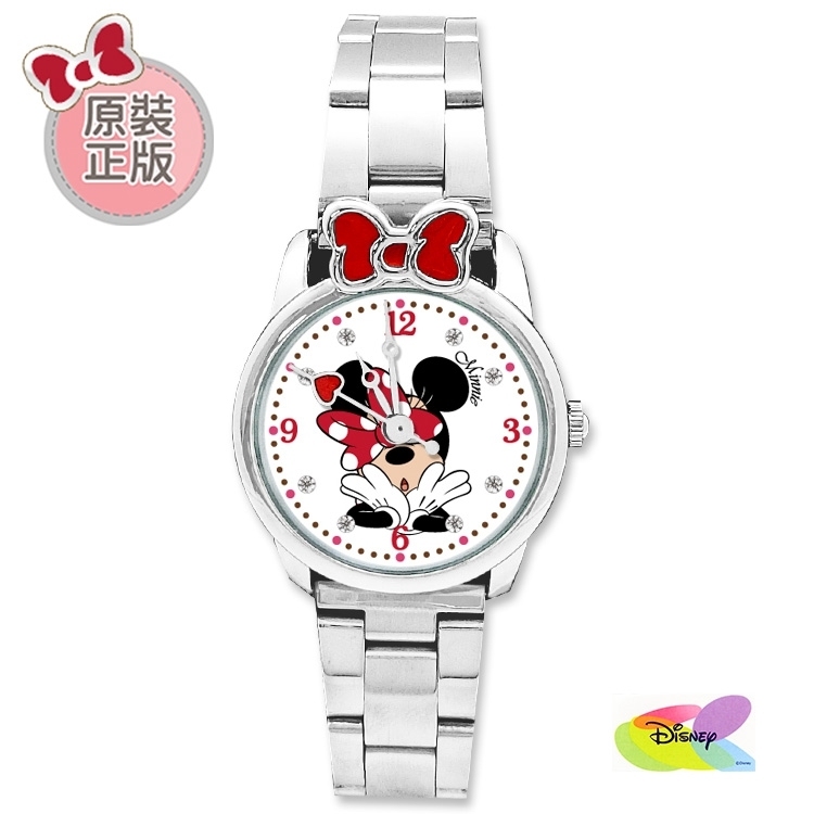 【迪士尼】俏皮米妮蝴蝶結造型鋼帶錶