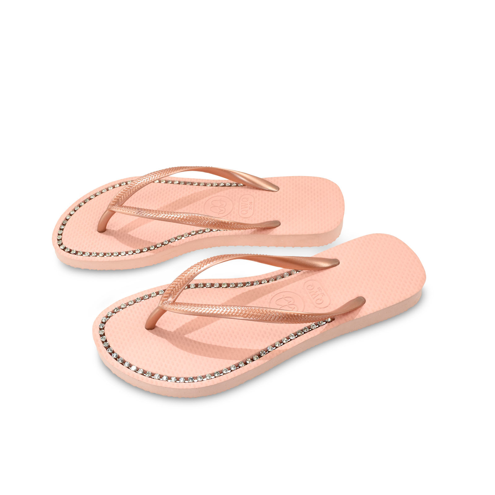 璀璨面鑽女款 粉金色夾腳拖夾腳拖 國際知名水鑽元素 質感鑽鍊
