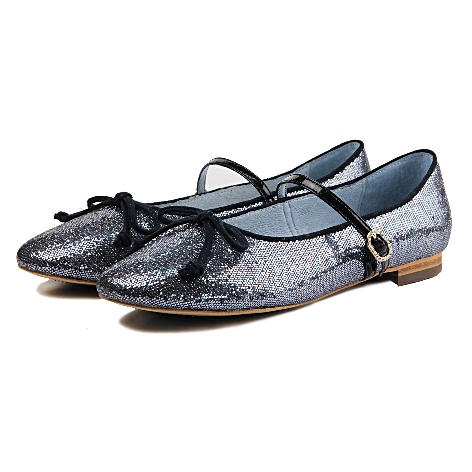 Galaxy W1073 Blue Mary Janes Leather Flats