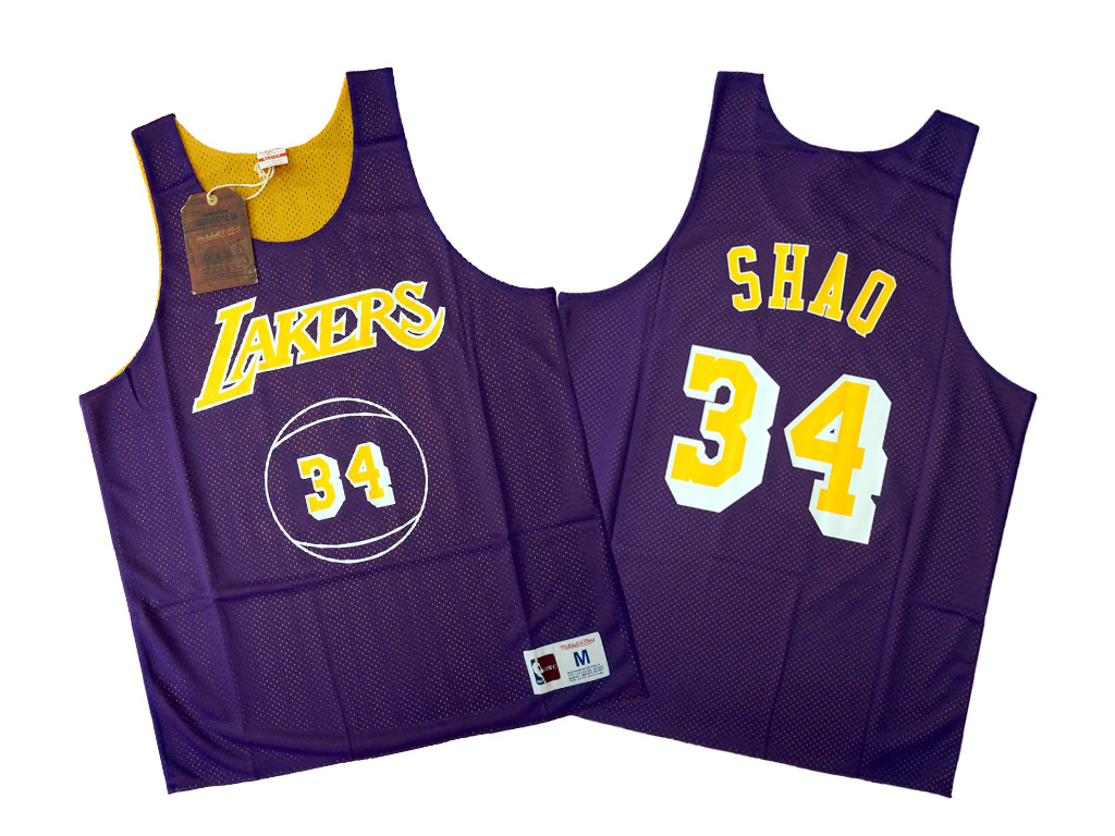 Mitchell & Ness 洛杉磯湖人隊 Shaquille O'neal 綽號 雙面 練習球衣