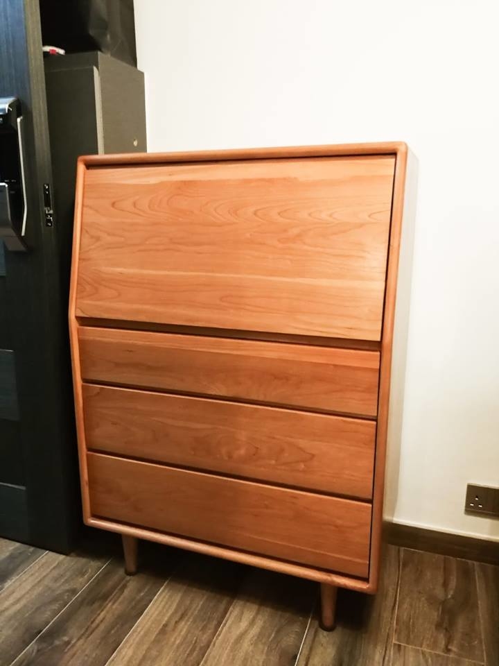 櫻桃木-全實木兩用書檯儲物櫃